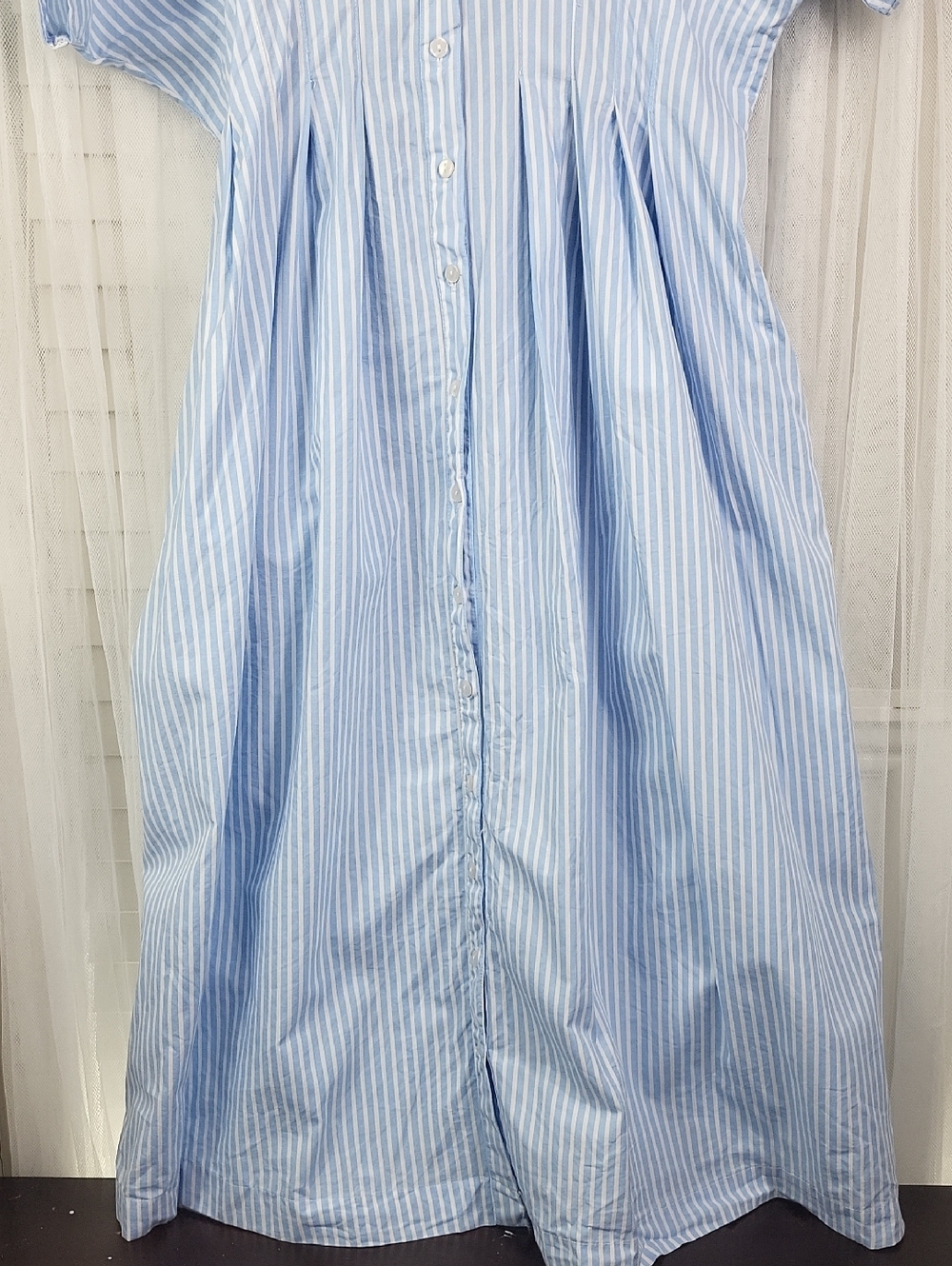 Meadow Rhodes Light Blue Striped Button-Front Dress 100% cotton. Size XL - Picture 6 of 9